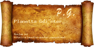Planetta Günter névjegykártya